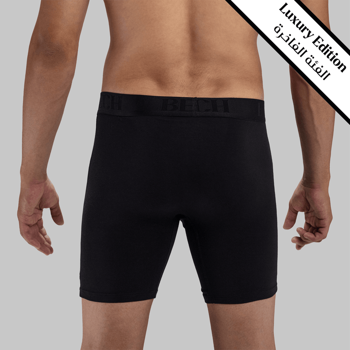 Black premium long boxers for men – designed for comfort