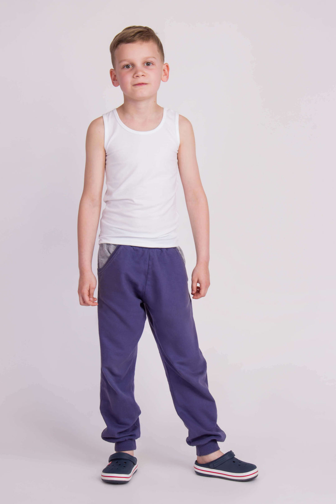 Kids white cotton tank top – comfortable and breathable for active boys